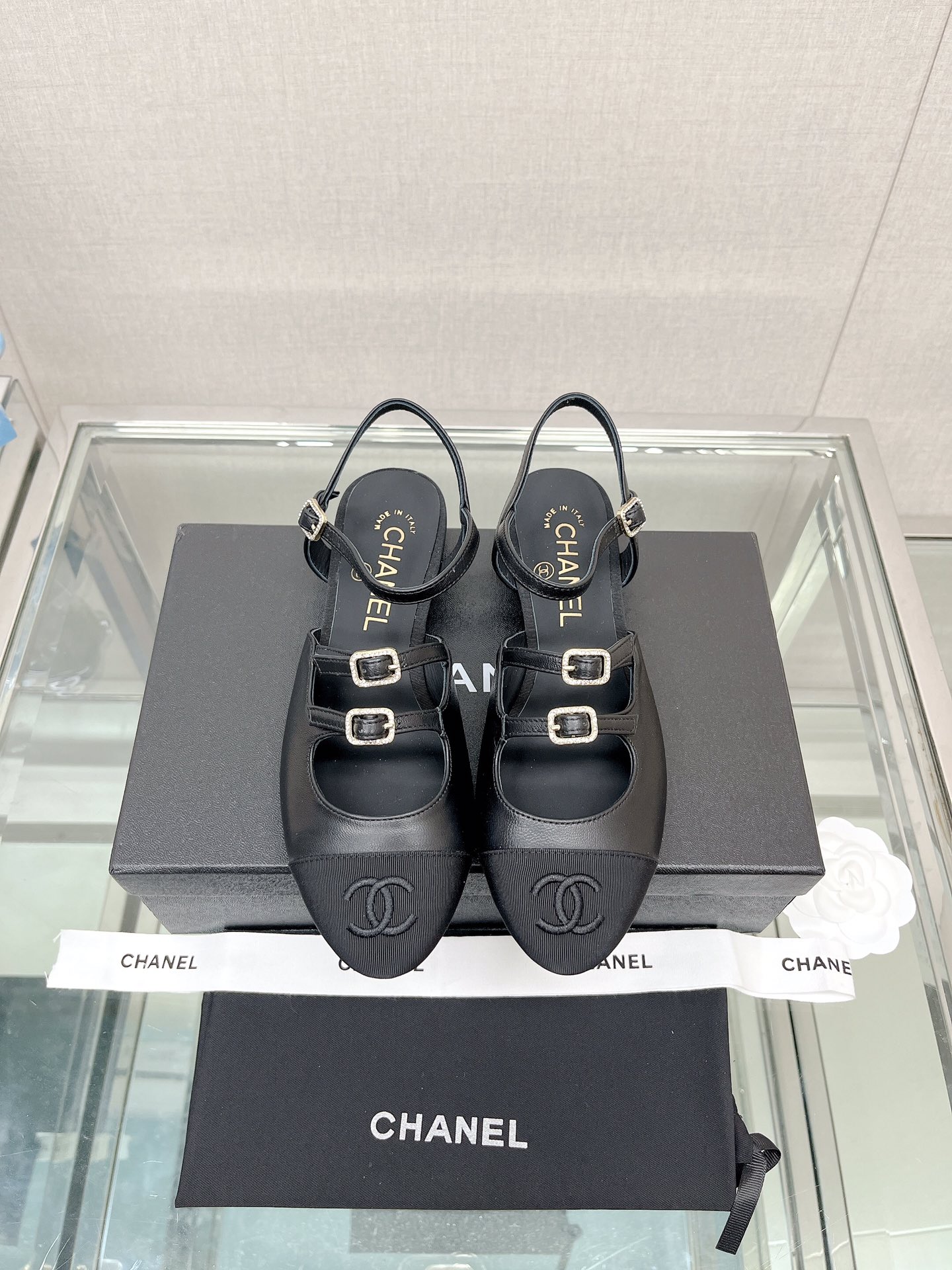 Chanel Flat Shoes Sandals Genuine Leather Sheepskin Vintage