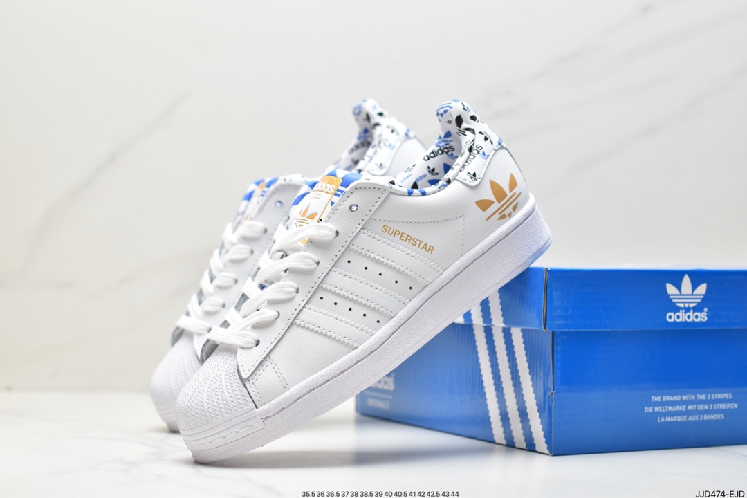 Originals Superstar W classic shell toe series low-cut ”frosted wheat yellow and black LOGO” GZ4831