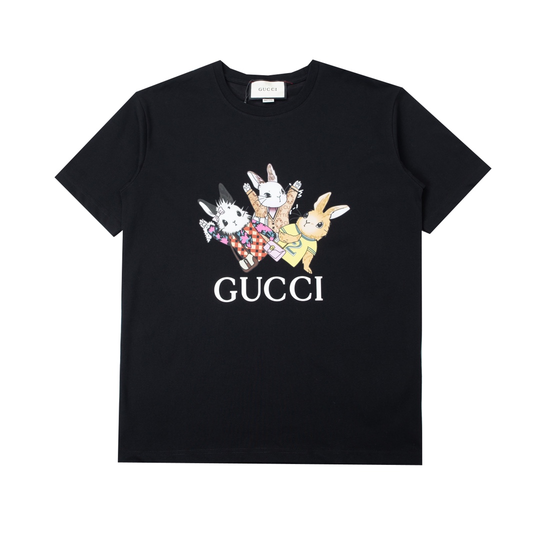 160 Gucci/古驰 23Fw 兔年限定三只萝莉兔印花短袖T恤