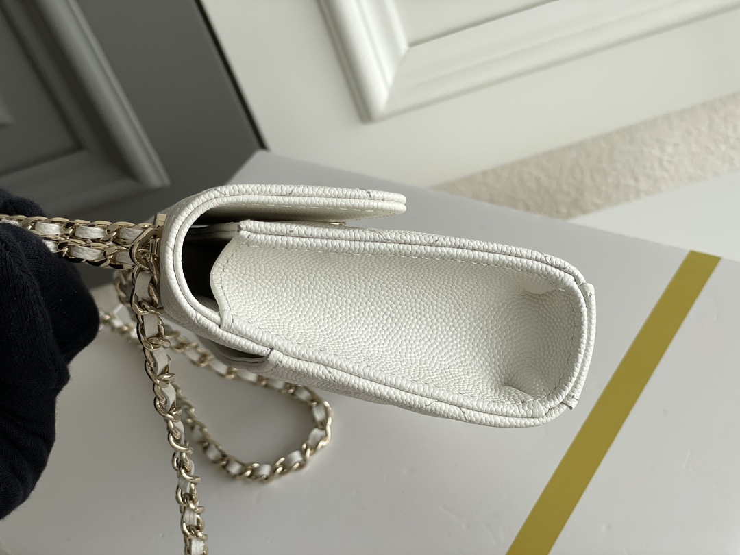 🌼白金版▪️正品级 包装如图现货发售🌱皮穿链手柄𝐤𝐞𝐥𝐥𝐲手机包𝑪𝒉𝒂𝒏𝒆𝒍 𝟐𝟑𝐏｜白色♥𝐳𝐩级 大号