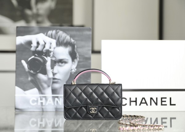 Chanel Crossbody & Shoulder Bags Mini Bags Buy Sell Black Pink All Steel Lambskin Sheepskin Spring/Summer Collection Chains