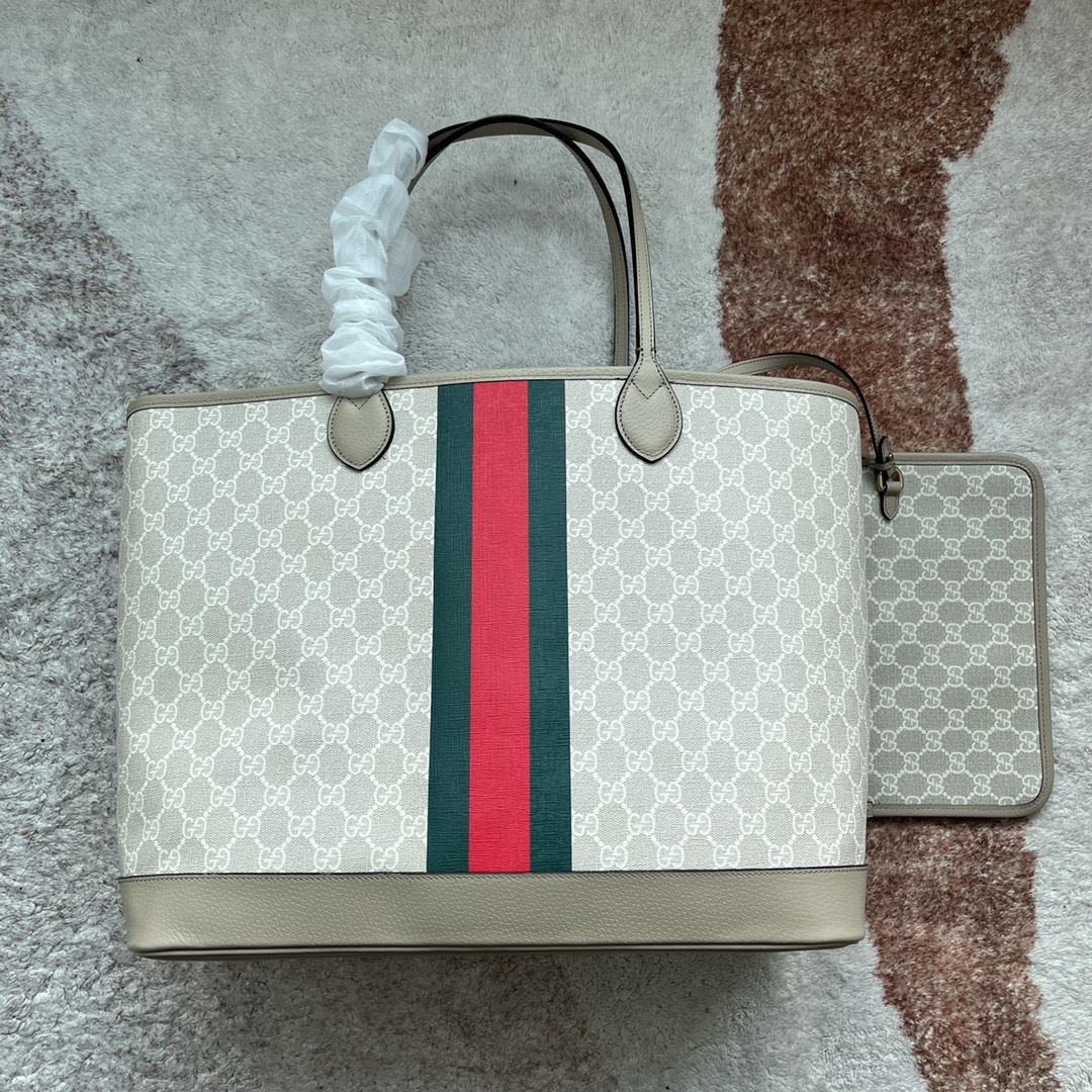 Gucci Beige GG Supreme with green and red Web tote everyday