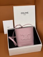 Celine Bucket Bags Pink Cowhide Triomphe Mini