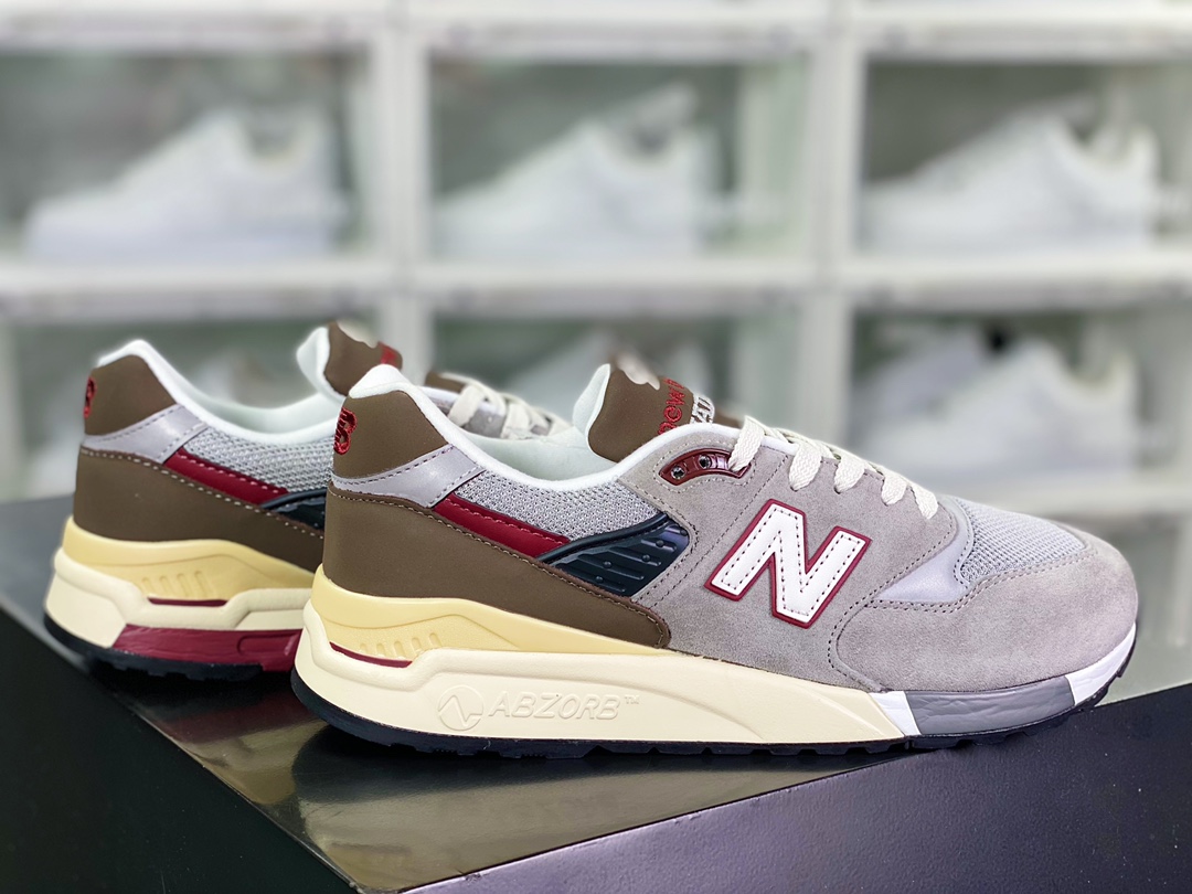 M998 Made in USA high-end American lineage series classic jogging shoes ”Original Gray Brown White Red” M998GNR