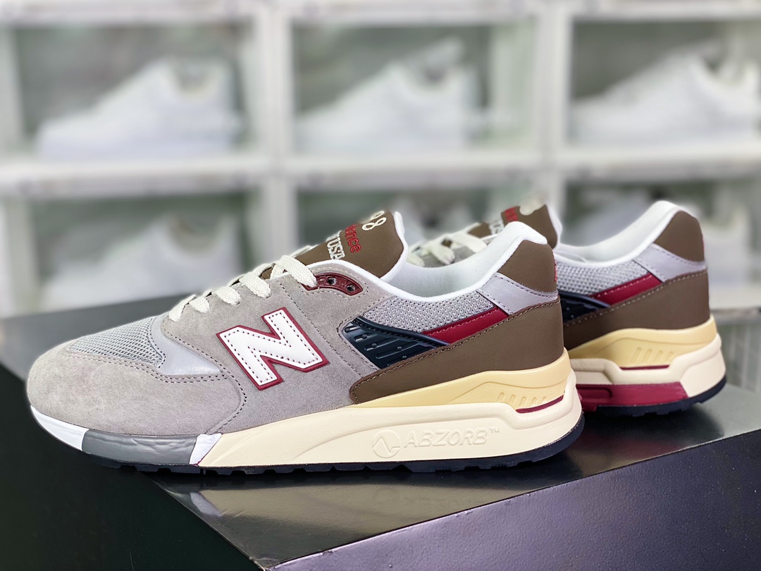 M998 Made in USA high-end American lineage series classic jogging shoes ”Original Gray Brown White Red” M998GNR