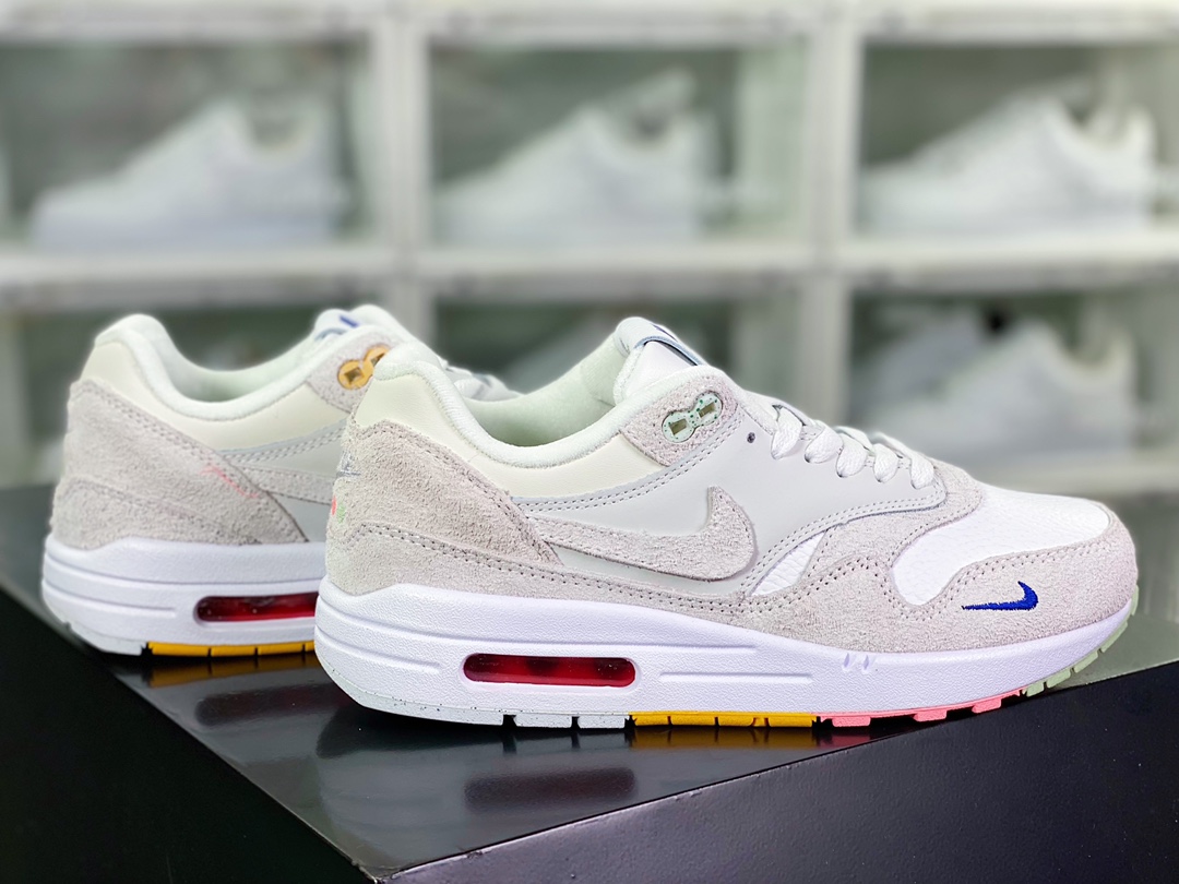 200 Wmns Air Max 1 Premium”Pom Pom Polka Dot”初代复古气垫慢跑鞋“灰白毛球”FB4959-121