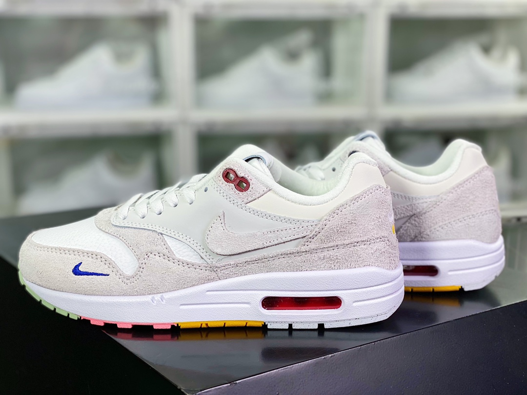 200 Wmns Air Max 1 Premium”Pom Pom Polka Dot”初代复古气垫慢跑鞋“灰白毛球”FB4959-121