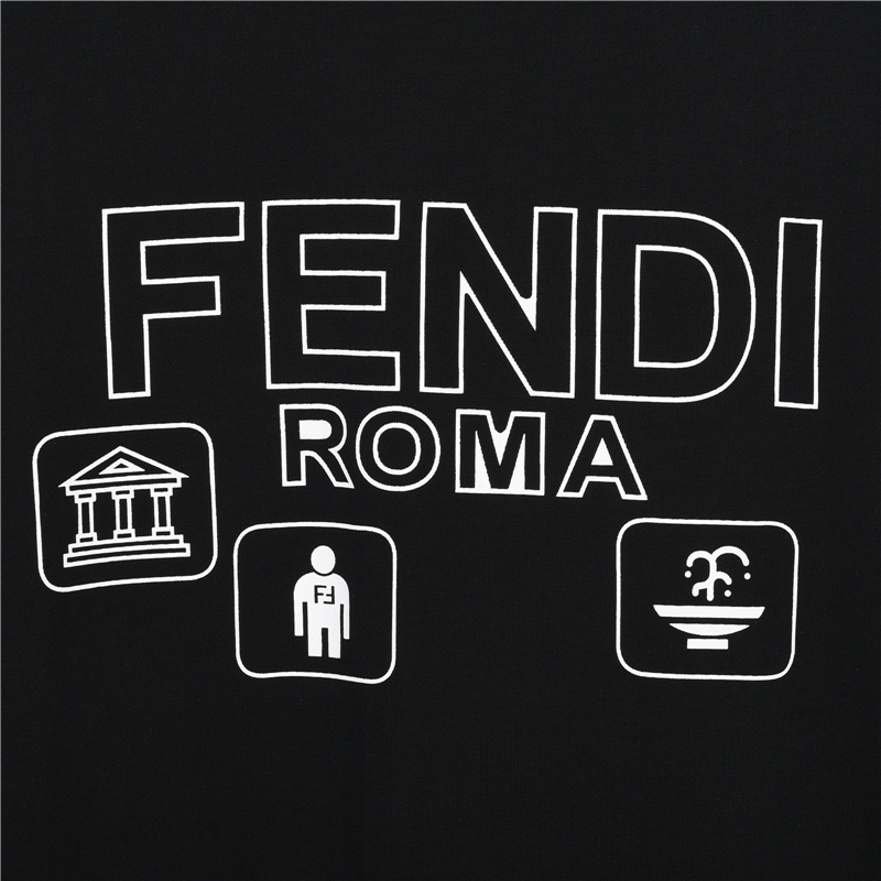 170 Fendi/芬迪 立体logo图案烫花短袖T恤