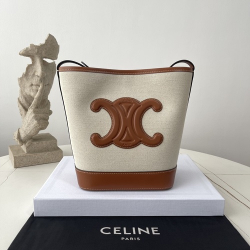 Celine Triomphe Canvas & Leather Bucket Bag - Stylish & Versatile 1 Celine Triomphe Canvas & Leather Bucket Bag - Stylish & Versatile