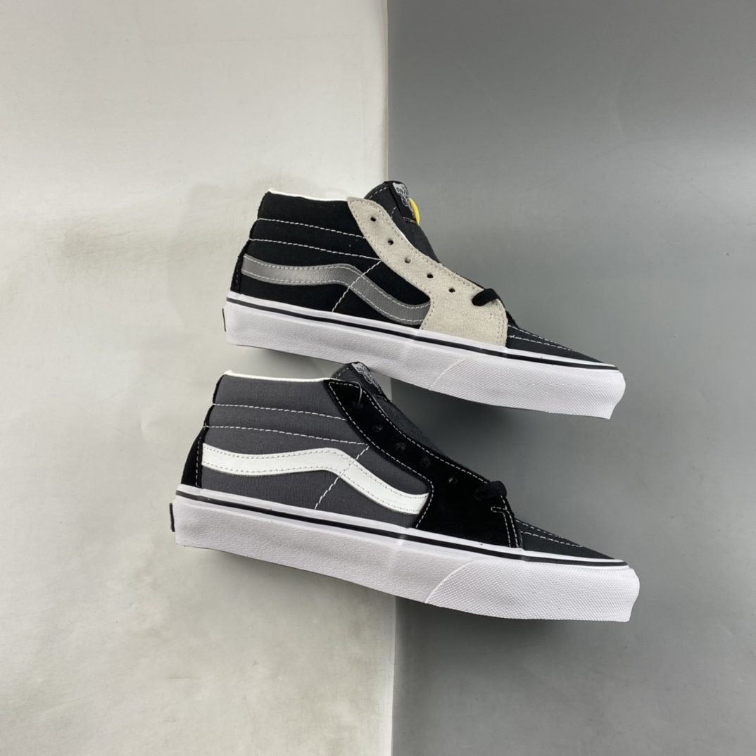 Vans SK8 Mid Vans black and gray color matching retro skateboard shoes VN0A3WM32PD