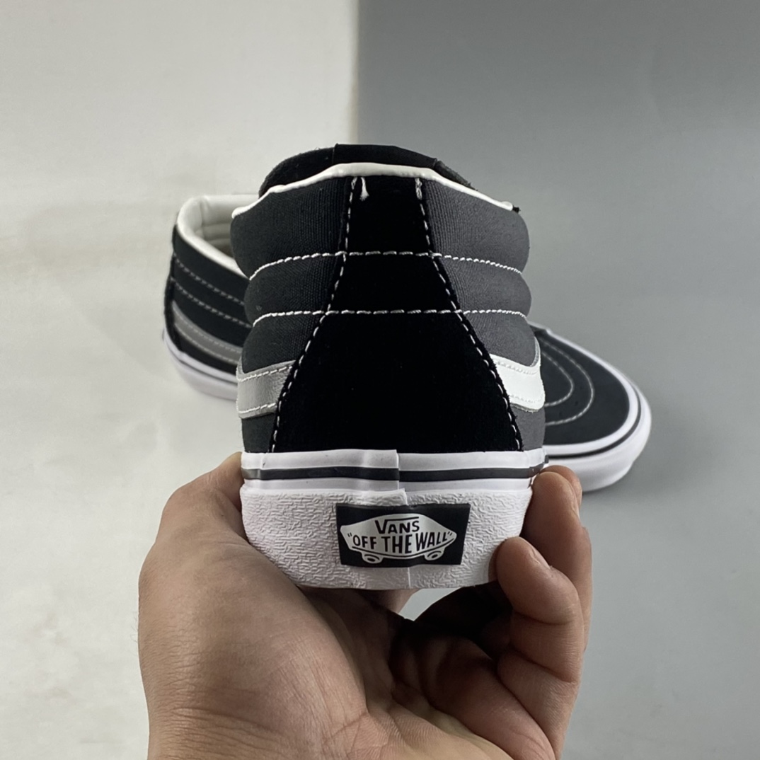 Vans SK8 Mid Vans black and gray color matching retro skateboard shoes VN0A3WM32PD