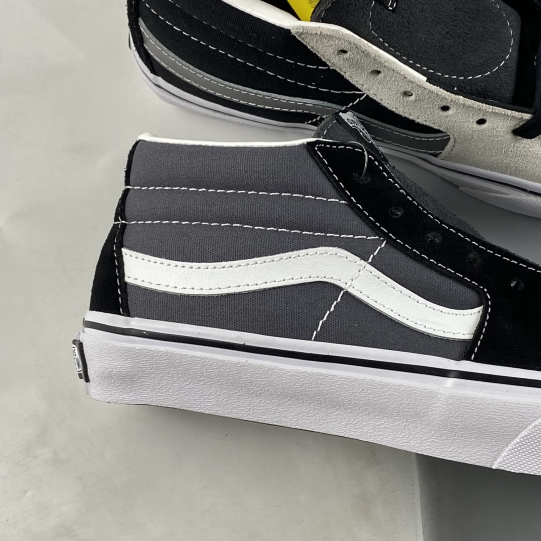 Vans SK8 Mid Vans black and gray color matching retro skateboard shoes VN0A3WM32PD