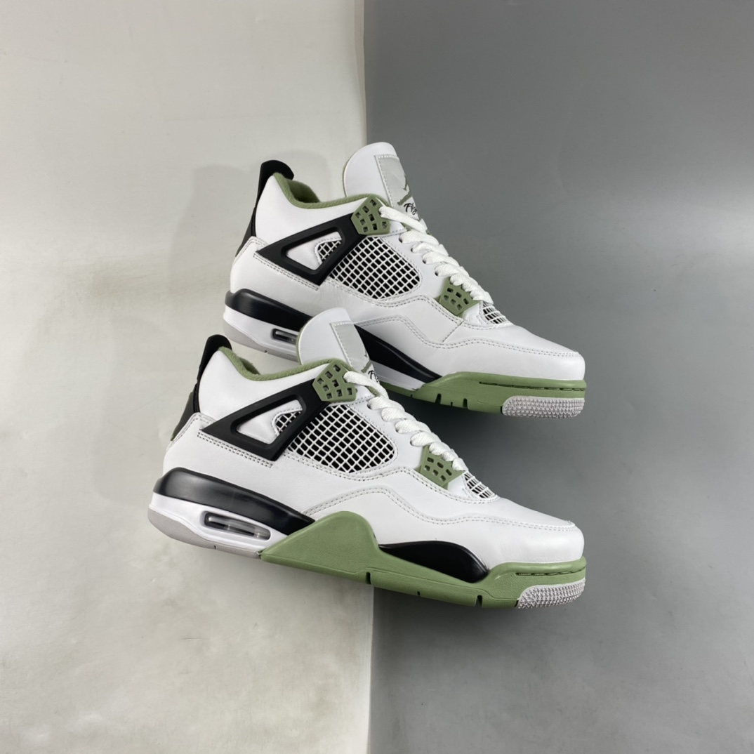 P450 Air Jordan 4 Retro”Seafoam”迈克尔·乔丹AJ4代中帮复古休闲运动文化篮球鞋“白黑浅绿”AQ9129-103