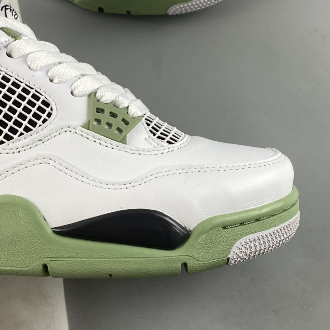 P450 Air Jordan 4 Retro”Seafoam”迈克尔·乔丹AJ4代中帮复古休闲运动文化篮球鞋“白黑浅绿”AQ9129-103