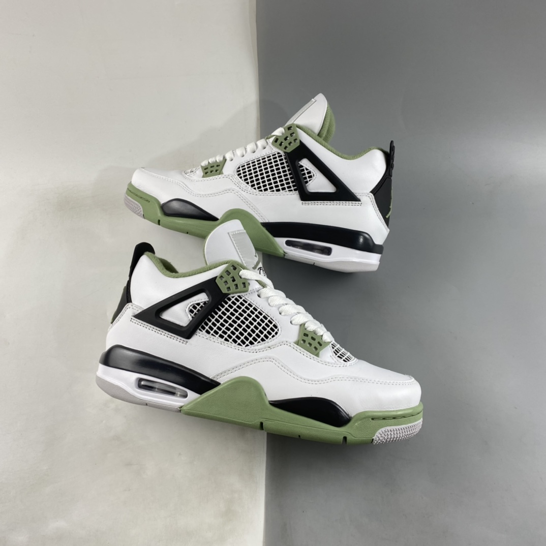 P450 Air Jordan 4 Retro”Seafoam”迈克尔·乔丹AJ4代中帮复古休闲运动文化篮球鞋“白黑浅绿”AQ9129-103