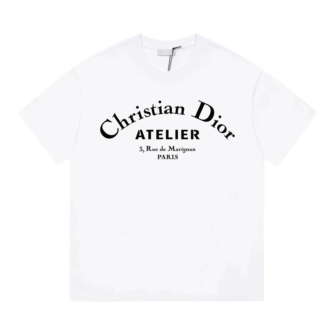 Compre réplica de alta qualidade qualidade
 Dior Comprar Roupa Camiseta Preto Branco Impressão Unissexo Tricô Manga Curta