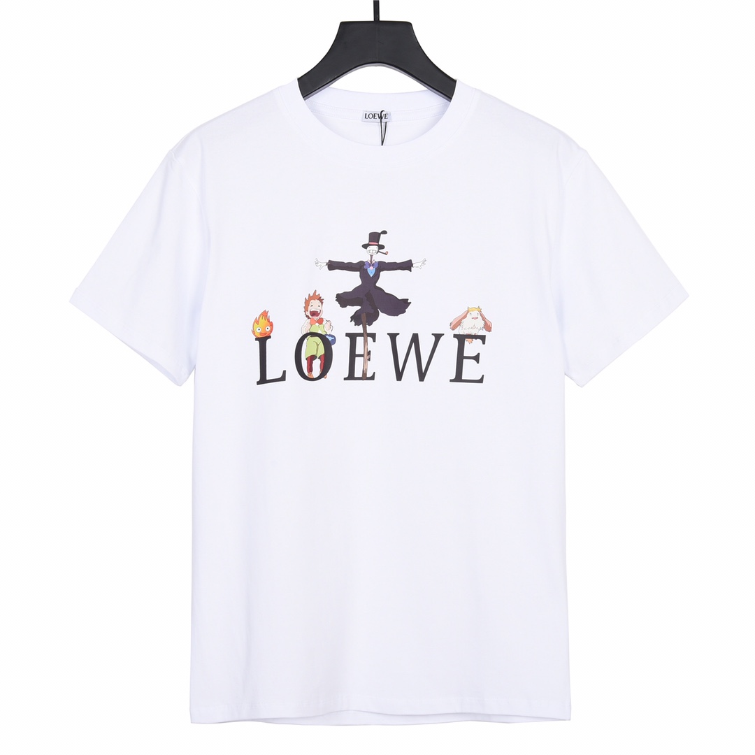 上新160 loewe /罗意威23Fw联名哈尔的移动城堡印花短袖