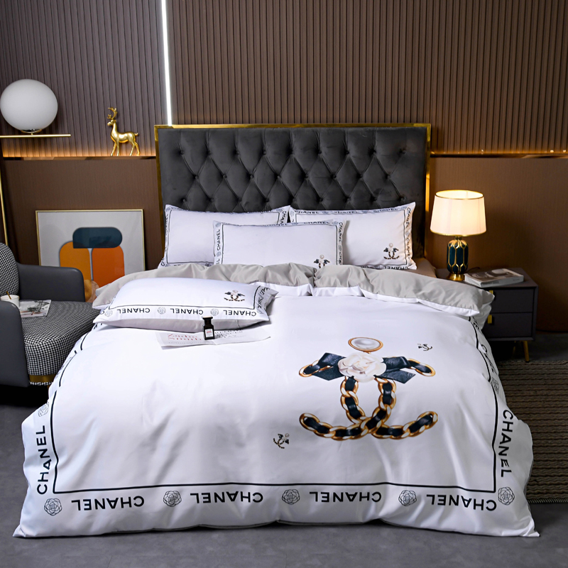 Luxury Washed Silk Bedding Set with Designer Inspired Print - Soft and Breathable