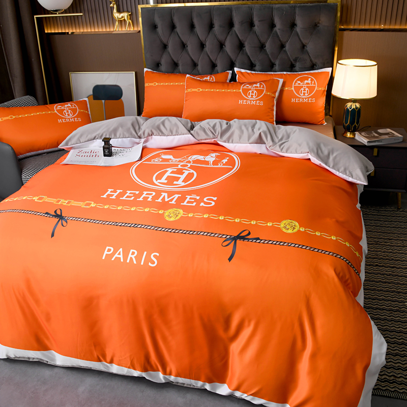Luxury Hermes Washed Silk Bedding Set - Soft, Breathable, and Cool for Summer