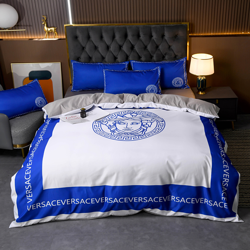 Versace Washed Silk Bedding Set - Luxury Soft Breathable Bed Sheet Set