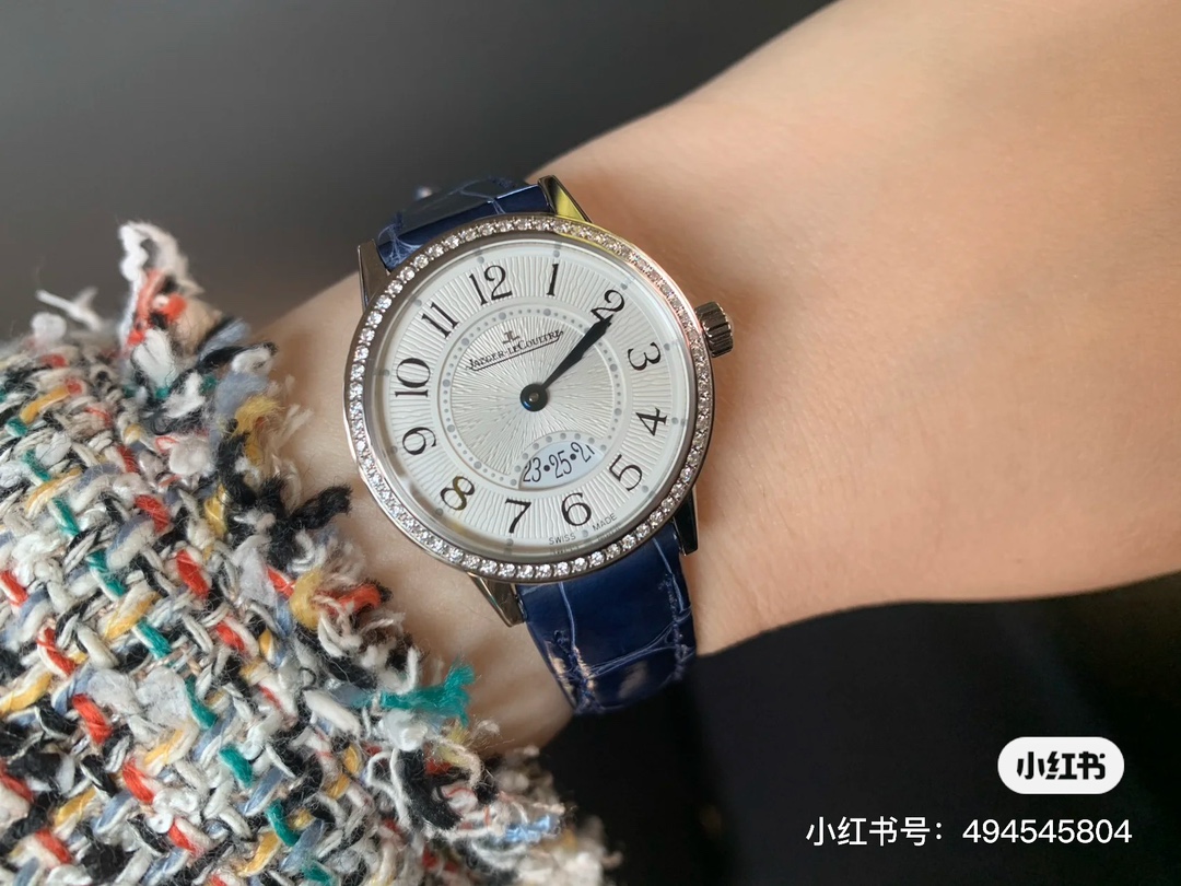 Jaeger-LeCoultre Watch Cheap Replica
 Blue Dark Silver Set With Diamonds Calfskin Cowhide Quartz Movement Strap