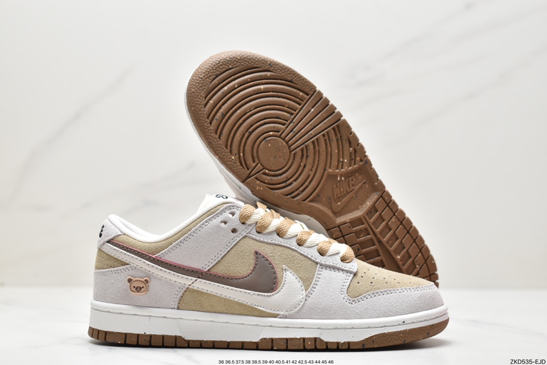 270 SB Dunk Low SE”85 Double Swoosh/Grey/Brown Bear”扣篮系列低帮休闲运动滑板板鞋“麂皮浅棕双钩小熊”DO9457-100 尺码：36 36.5 37.5 38 38.5 39 40 40.5 41 42 42.5 43 44 44.5 45 46 ID:ZKD535-EJD