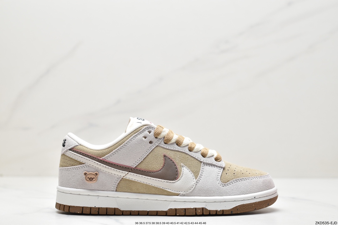 270 SB Dunk Low SE”85 Double Swoosh/Grey/Brown Bear”扣篮系列低帮休闲运动滑板板鞋“麂皮浅棕双钩小熊”DO9457-100 尺码：36 36.5 37.5 38 38.5 39 40 40.5 41 42 42.5 43 44 44.5 45 46 ID:ZKD535-EJD