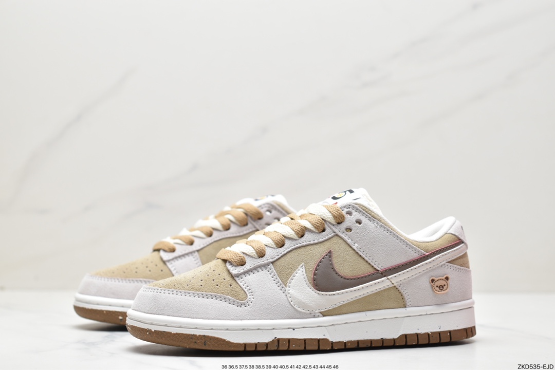 270 SB Dunk Low SE”85 Double Swoosh/Grey/Brown Bear”扣篮系列低帮休闲运动滑板板鞋“麂皮浅棕双钩小熊”DO9457-100 尺码：36 36.5 37.5 38 38.5 39 40 40.5 41 42 42.5 43 44 44.5 45 46 ID:ZKD535-EJD