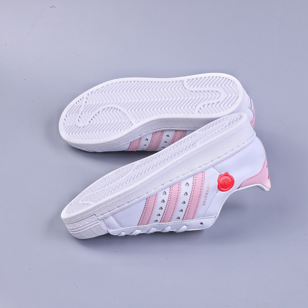 Adidas originals Superstar white and blue shell toe Valentine's Day low-top sneakers IE6976