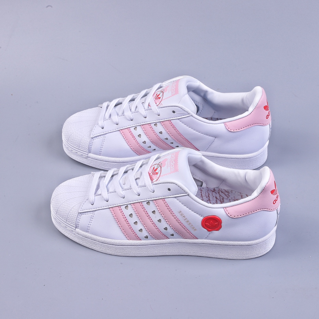 Adidas originals Superstar white and blue shell toe Valentine's Day low-top sneakers IE6976