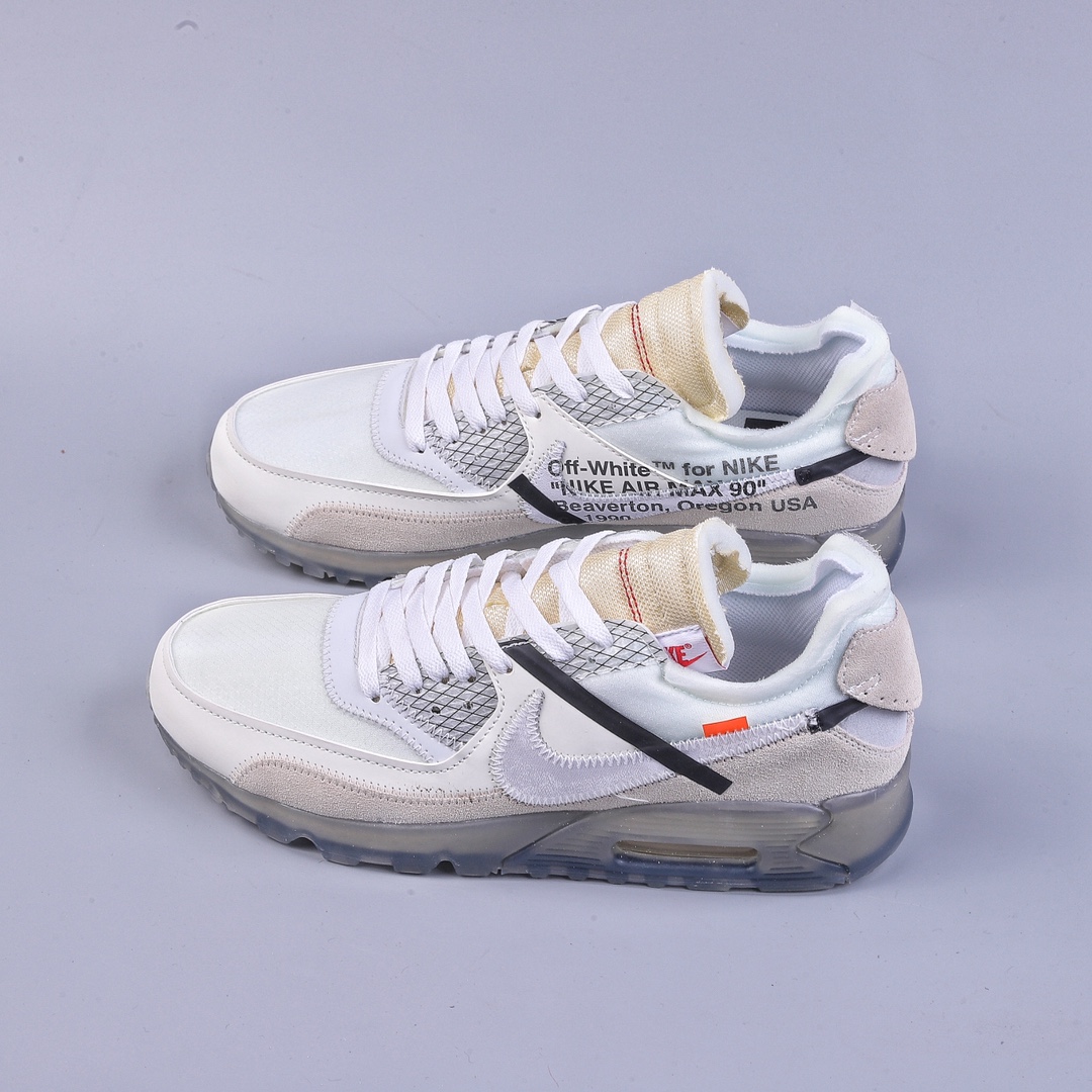 Off -White x Nike Air Max 90 OW joint limited edition classic air cushion running shoes AA7293-100