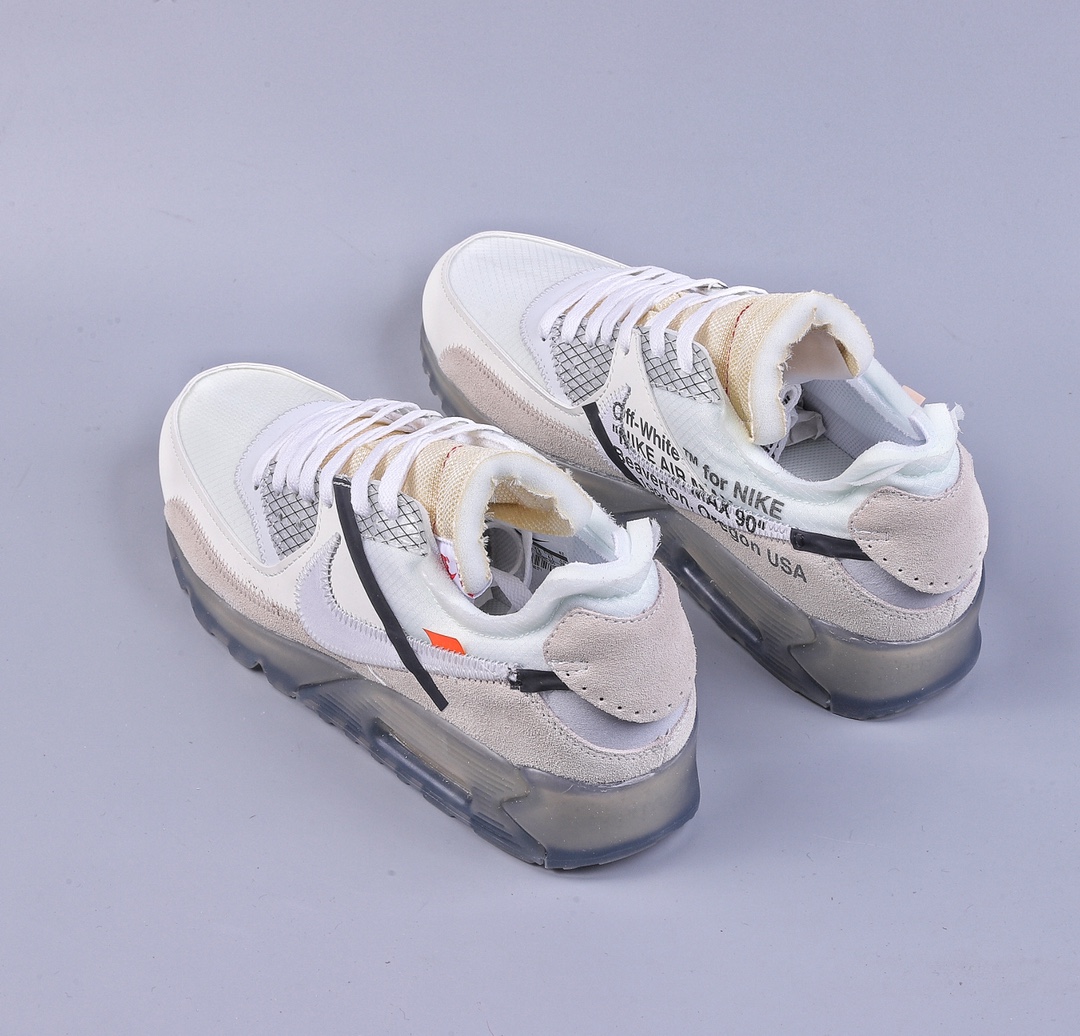 Off -White x Nike Air Max 90 OW joint limited edition classic air cushion running shoes AA7293-100