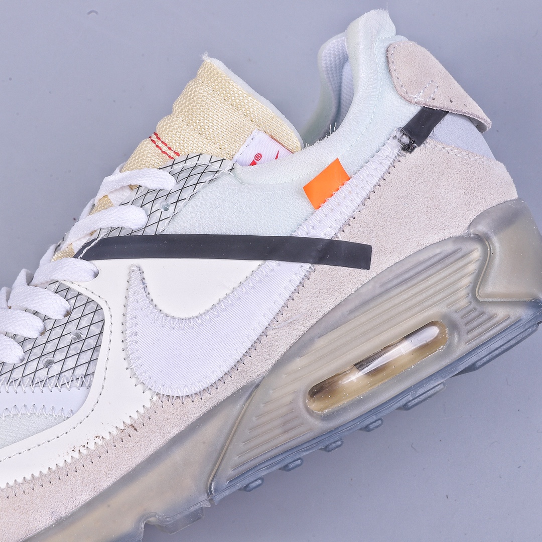 Off -White x Nike Air Max 90 OW joint limited edition classic air cushion running shoes AA7293-100