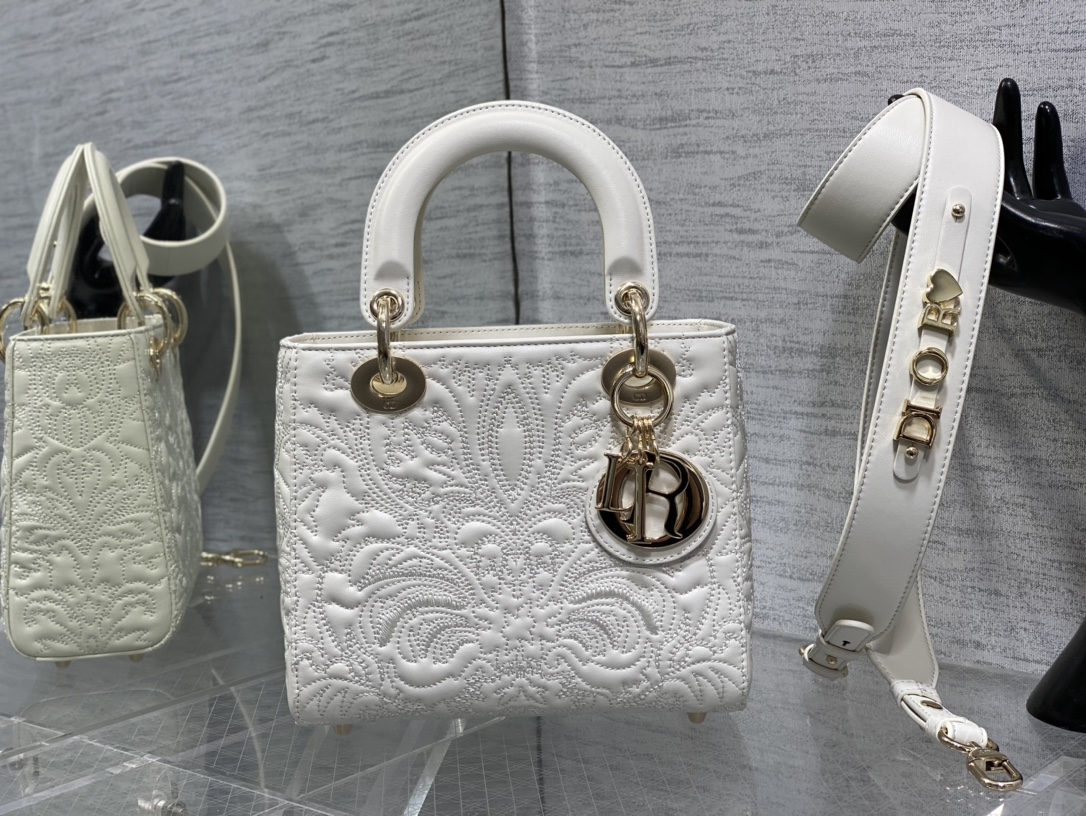 DIOR Lady Dior Embossed Cannage Handbag