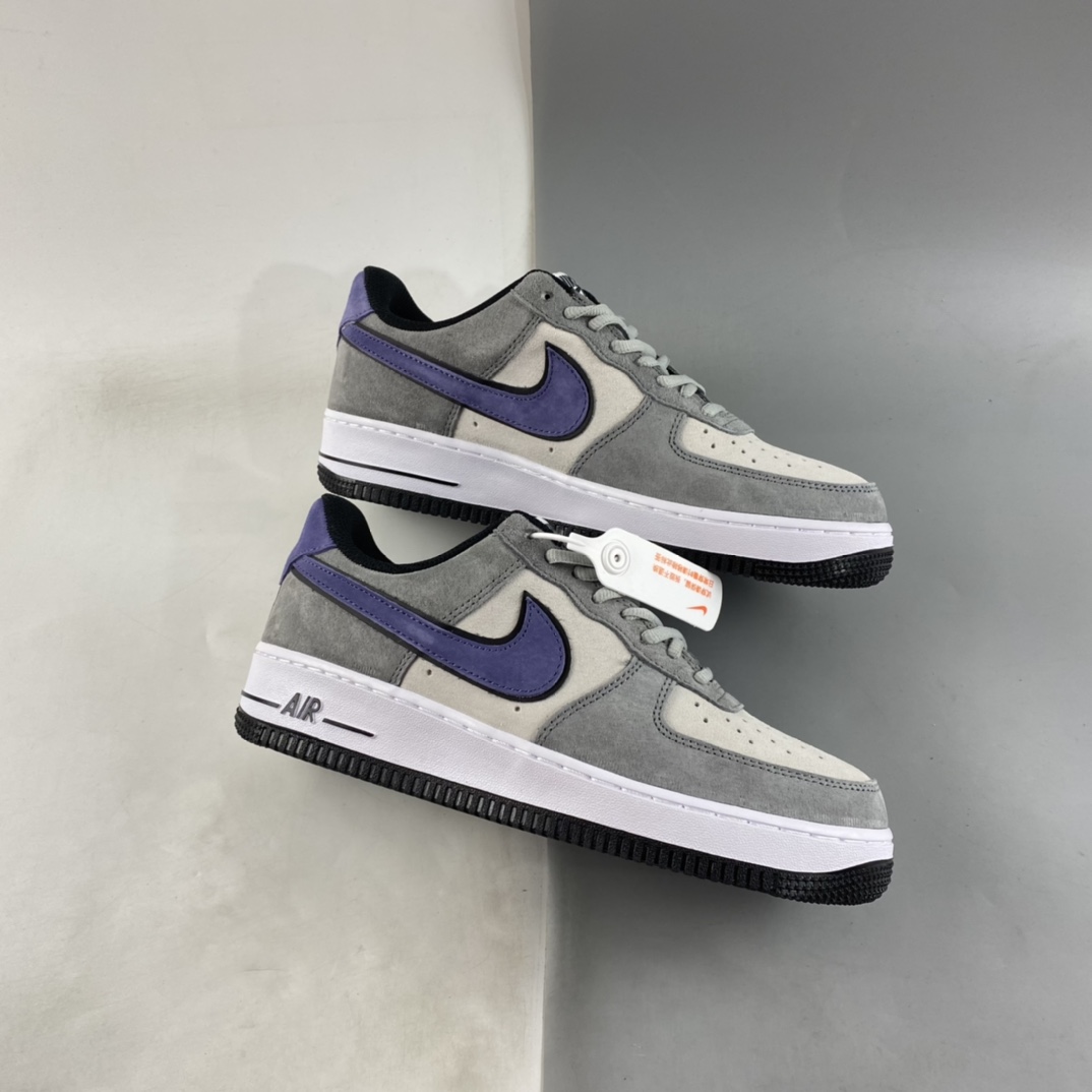 P240 Nike Air Force 1'07 Low 灰紫勾麂皮 空军一号低帮休闲板鞋 HH9636-056