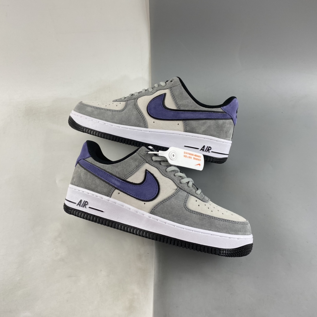 P240 Nike Air Force 1’07 Low 灰紫勾麂皮 空军一号低帮休闲板鞋 HH9636-056