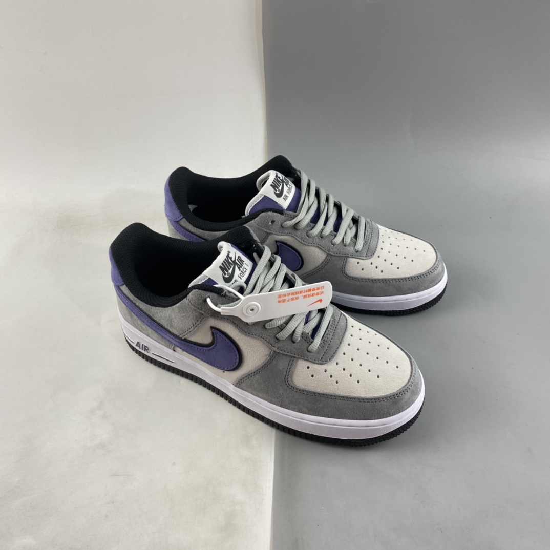 P240 Nike Air Force 1'07 Low 灰紫勾麂皮 空军一号低帮休闲板鞋 HH9636-056