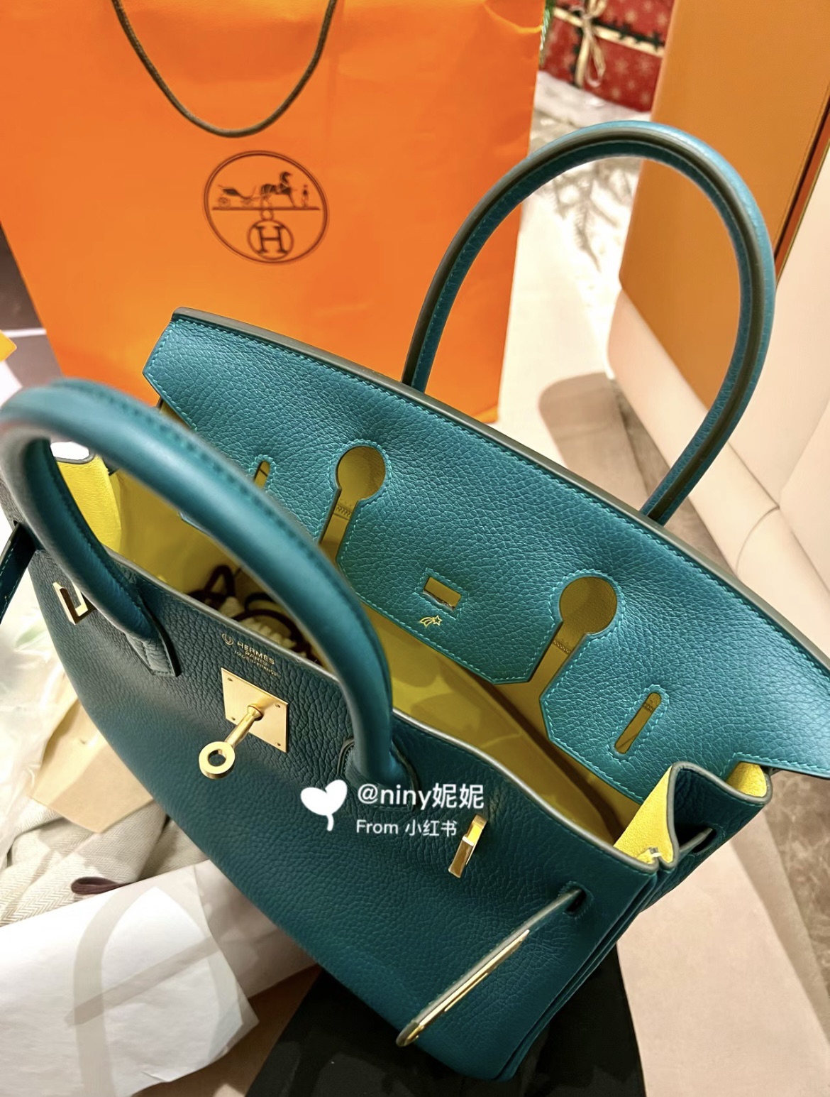 Hermes Birkin Bags Handbags Green Lemon Yellow Gold Hardware