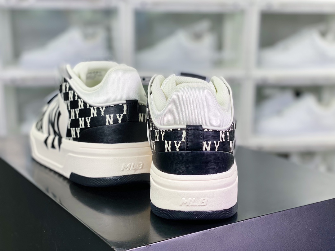 New York Yankees x [MLB] Chunky Liner Basic Mid Senior Shoes ”Velcro Black and White NY Print” 3ASXLM13N-GP002C