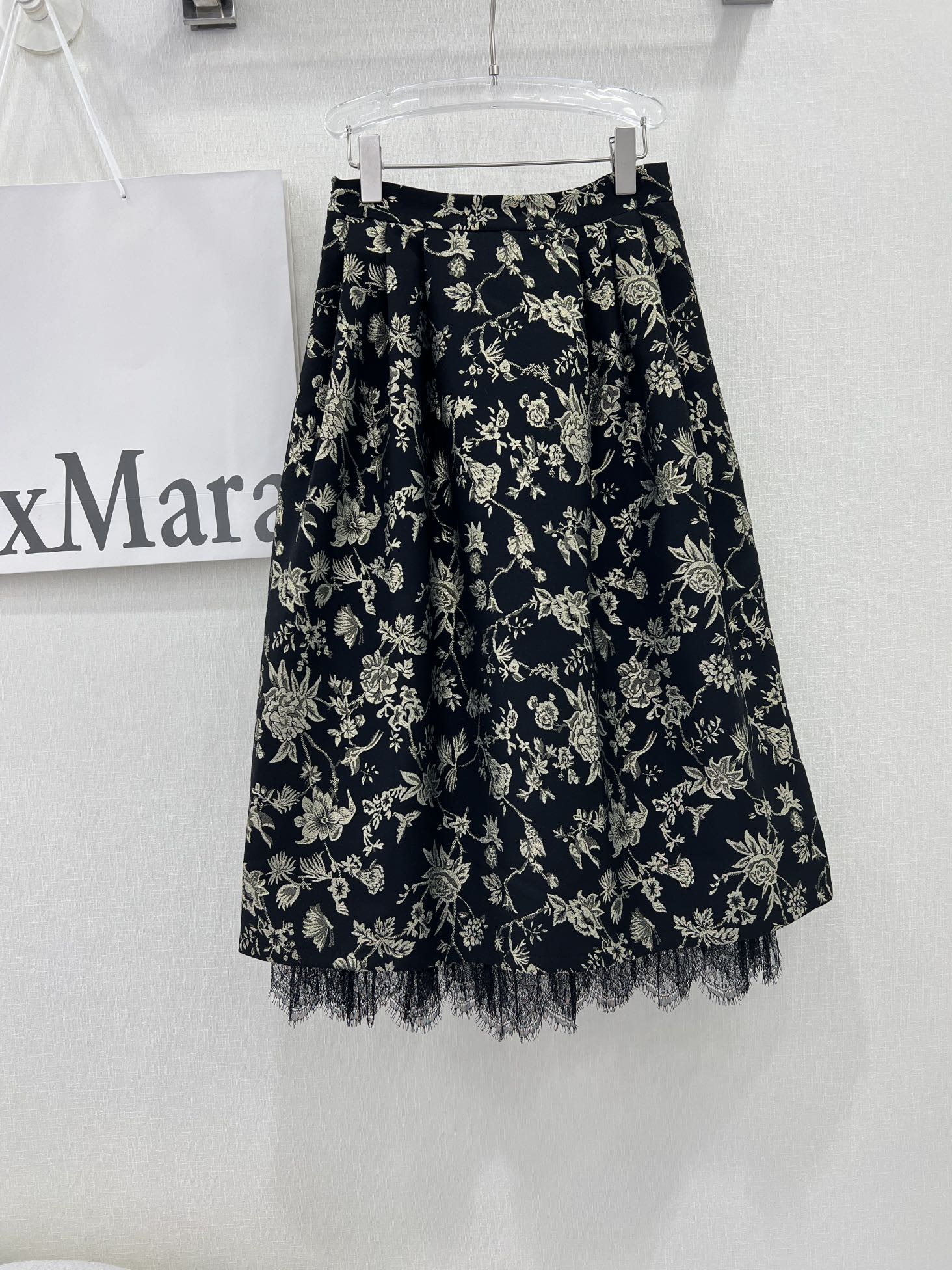 Dior Clothing Skirts Black Gold Embroidery Lace Spring Collection