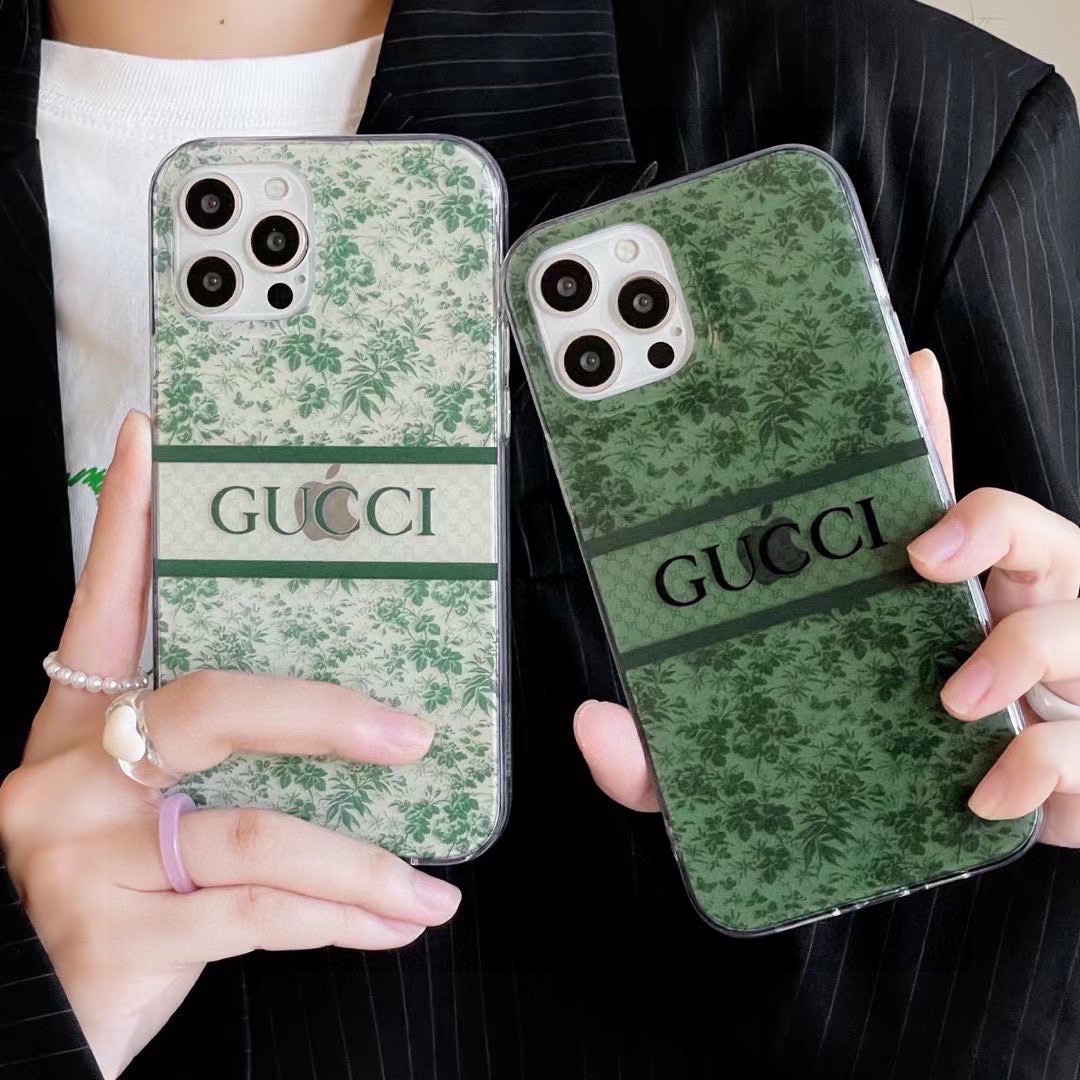 新品gucci古驰碎花手机壳高透双面