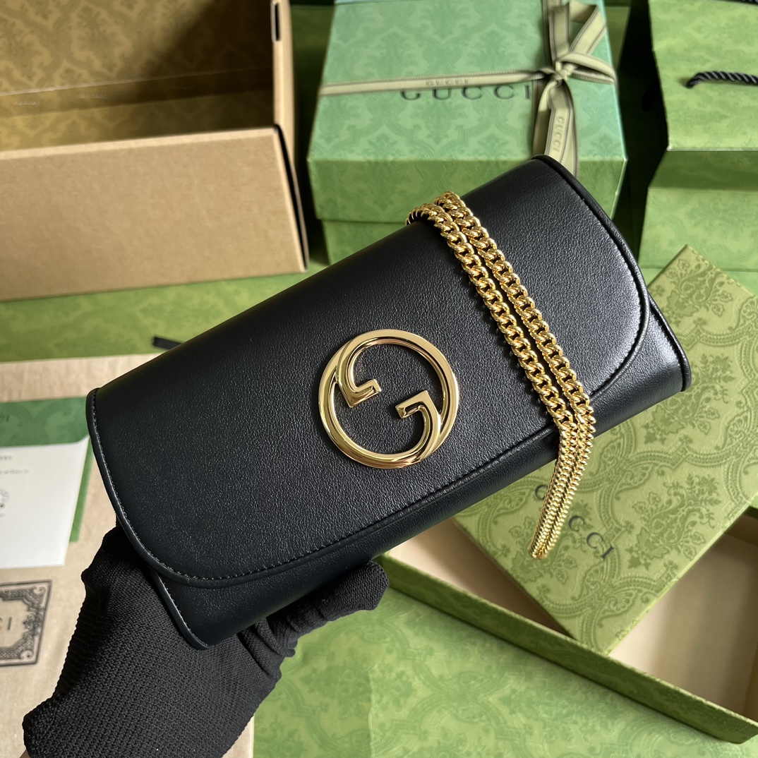 Gucci Blondie сумка на цепочке с интерлок-застежкой черная