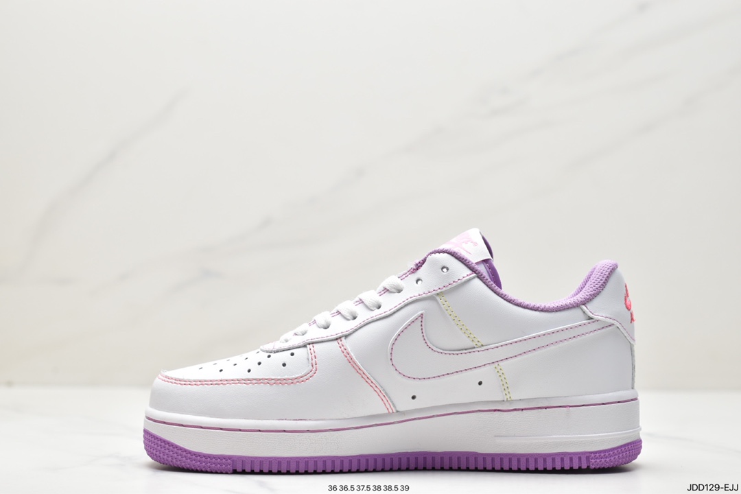 120 耐克NK Air Force 1 空军一号低帮休闲运动板鞋 白浅紫缝线 CW1575-110