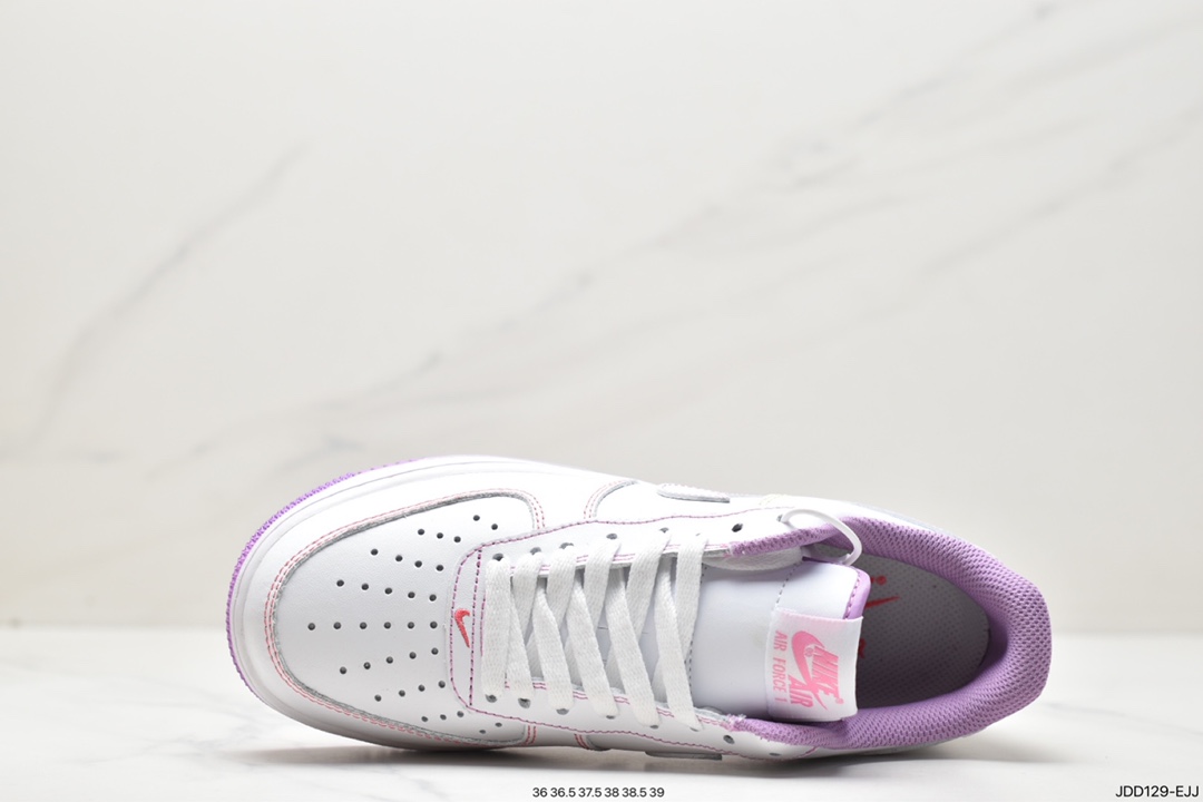 120 耐克NK Air Force 1 空军一号低帮休闲运动板鞋 白浅紫缝线 CW1575-110