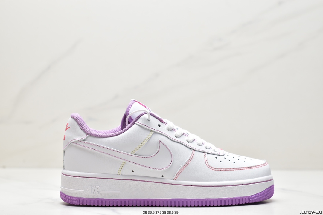 120 耐克NK Air Force 1 空军一号低帮休闲运动板鞋 白浅紫缝线 CW1575-110