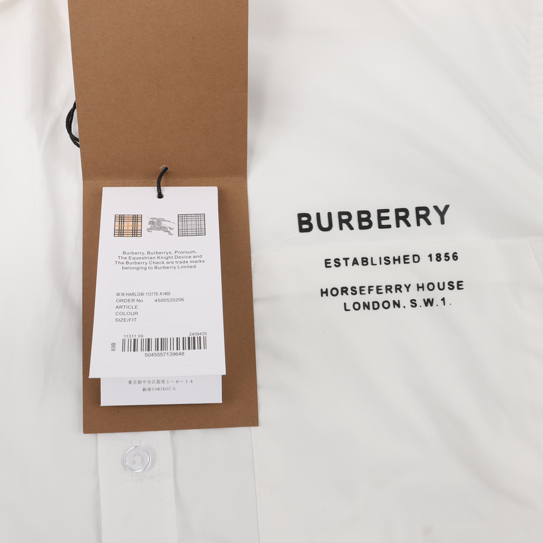 220 Burberry/巴宝莉 胸口标语衬衫长袖 BBR品牌最具代表性经典条纹衬衣