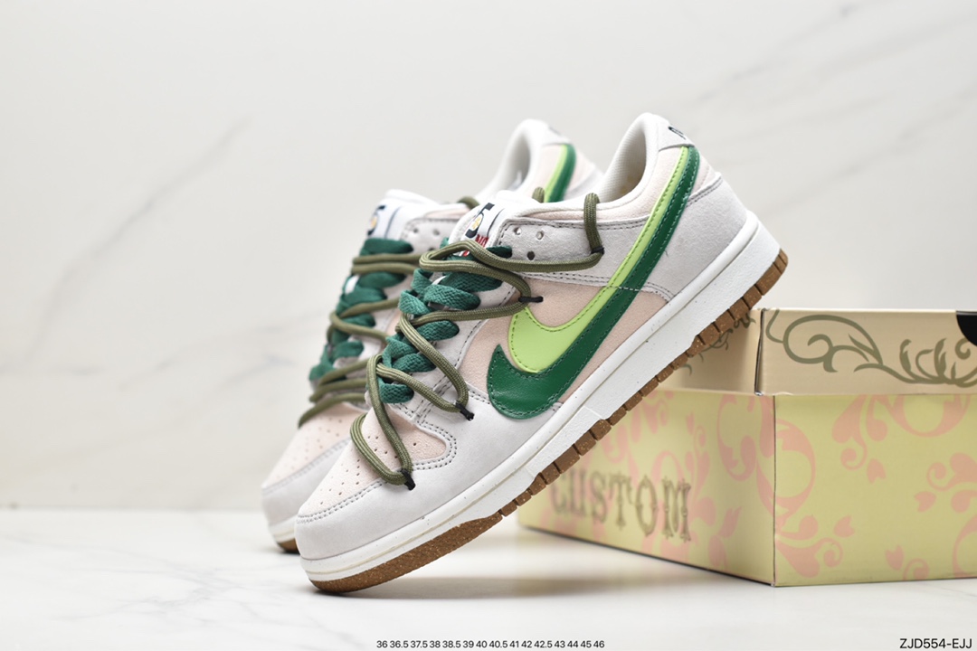绑绳Off-White解构风定制，耐克Nike SB Dunk Low”Milk White/Pink/Smile”扣篮系列低帮DO9457-100