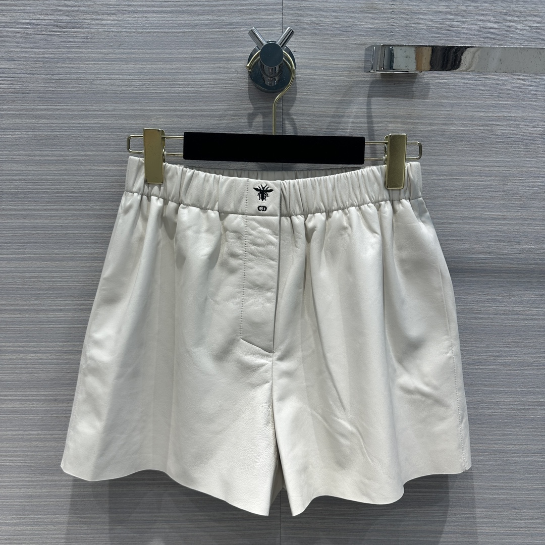 Dior Clothing Shorts Embroidery Genuine Leather Lambskin Sheepskin Spring/Summer Collection Casual