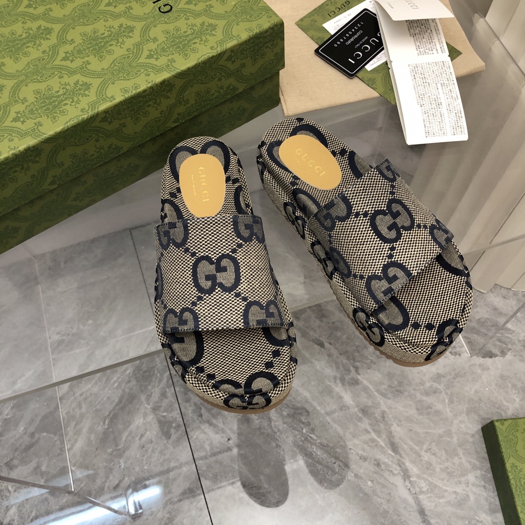 Gucci Nowy
 Buty Letnie kapcie Drukowanie Skóra owcza