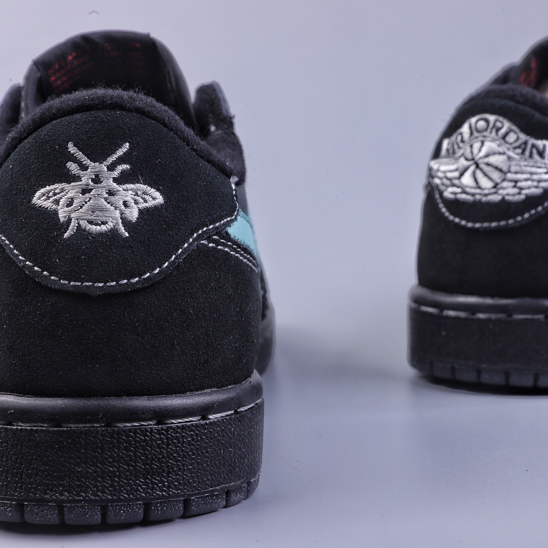 220 TS x Air Jordan AJ1 Low 倒勾低帮联名定制配色 蒂芙尼黑蓝 DM7866-663